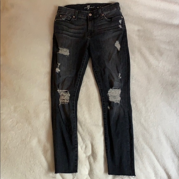 7 for all Mankind Distressed Skinny Jeans - Picture 2 of 3